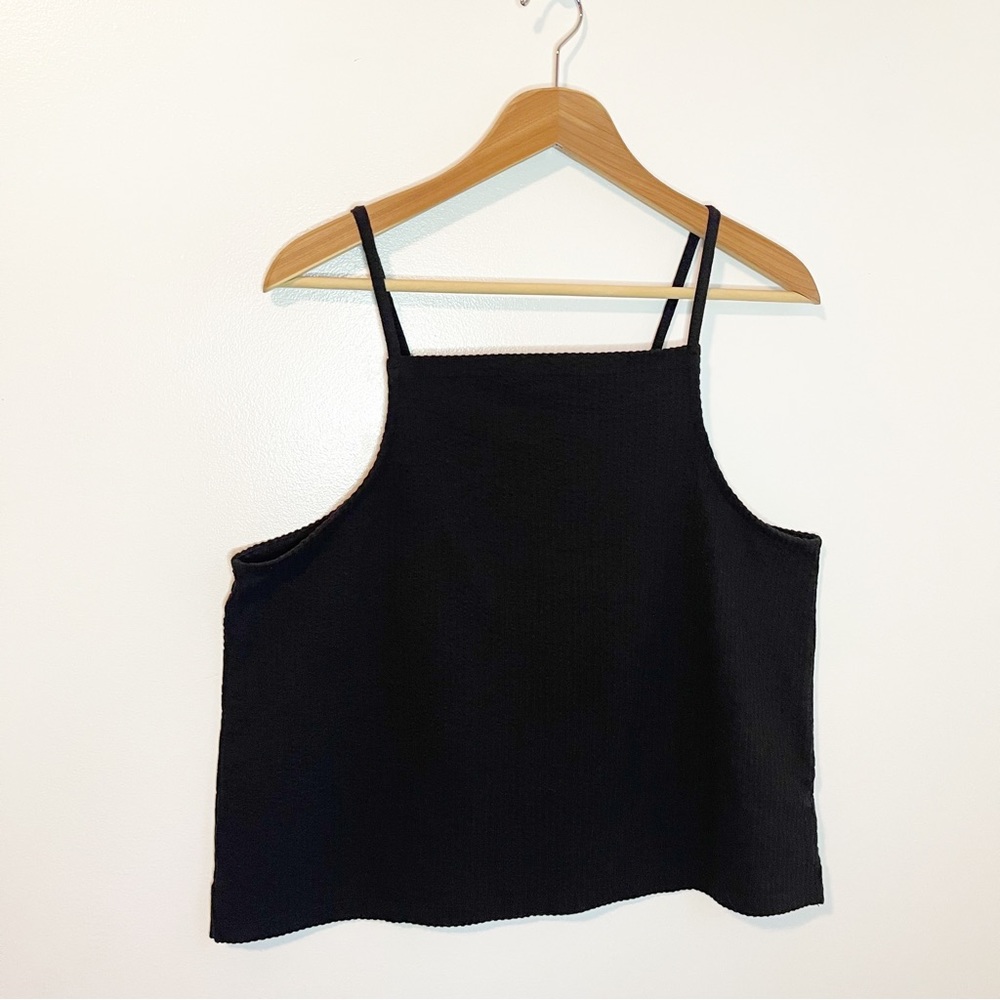 Madewell Black Ribbed Square-Neck Tank Top
